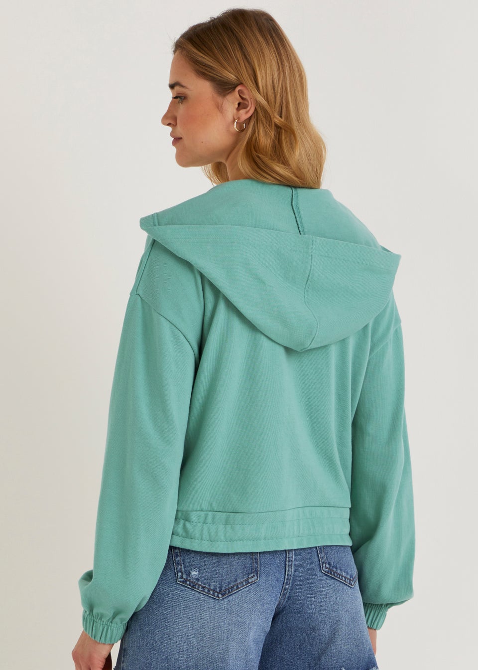 Teal Drawcord Zip Up Co-Ord Hoodie