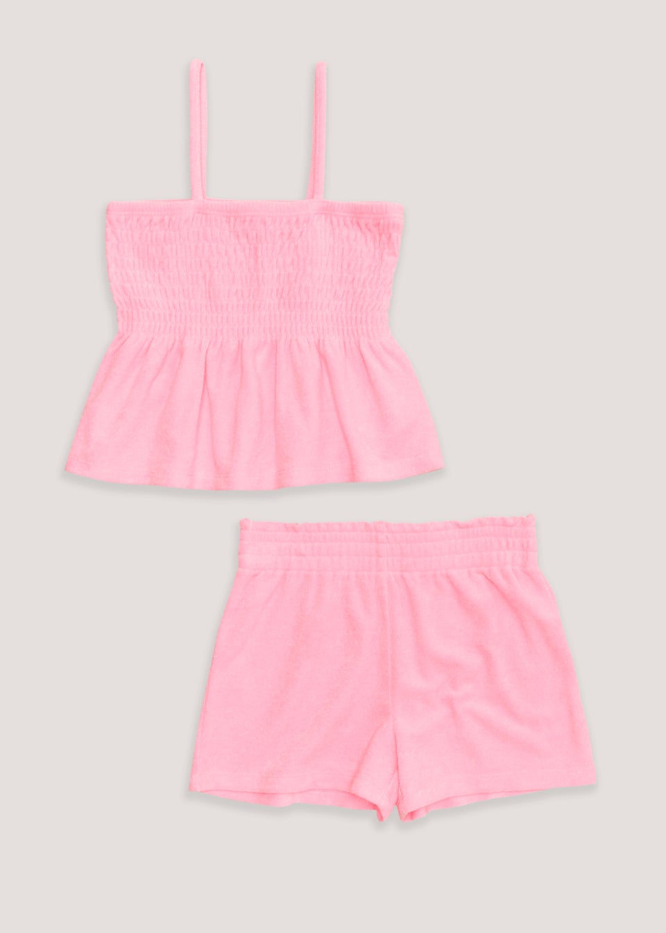 Girls Pink Towelling Top & Shorts Set (4-13yrs)