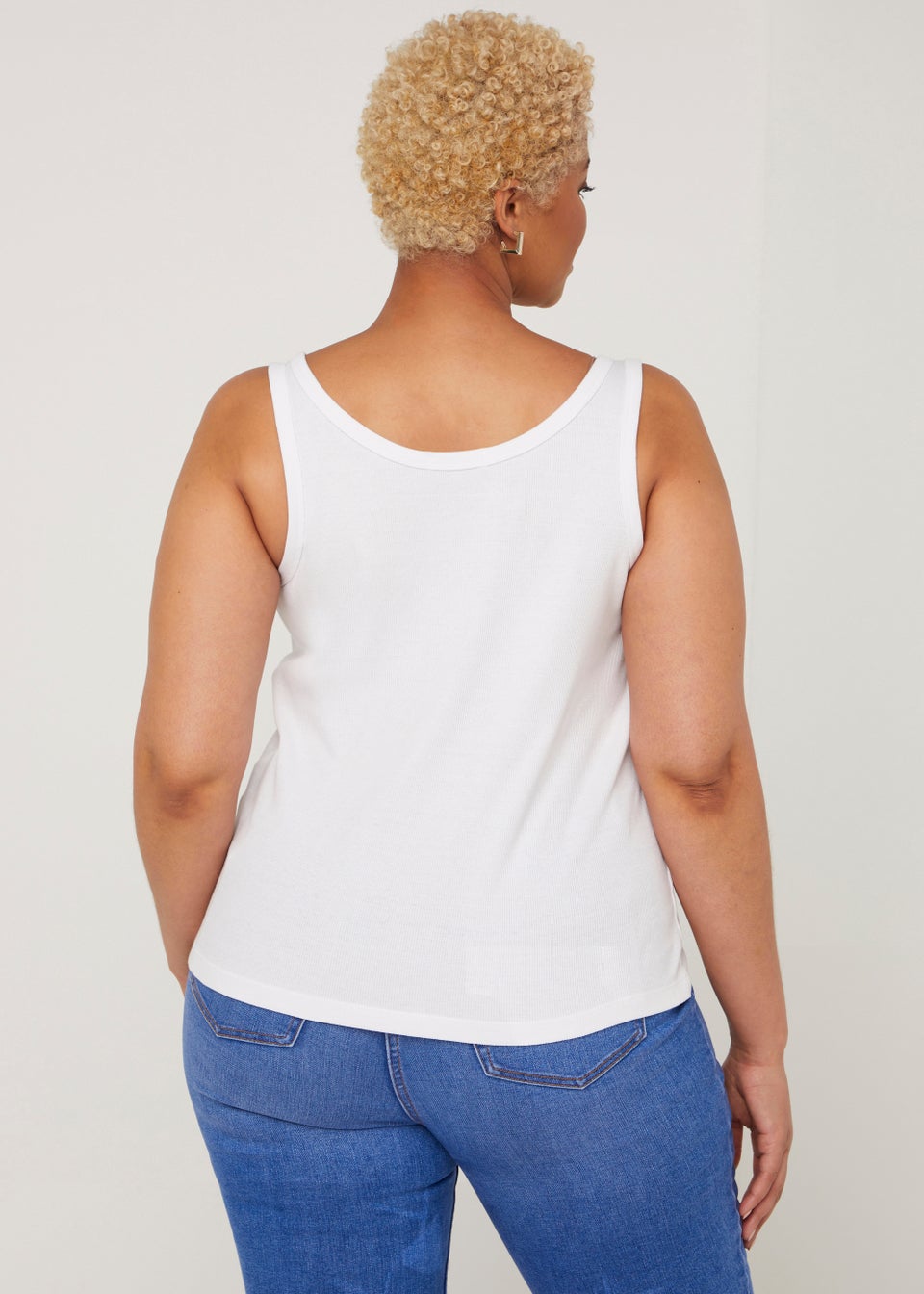 Papaya Curve White Ribbed Vest Top