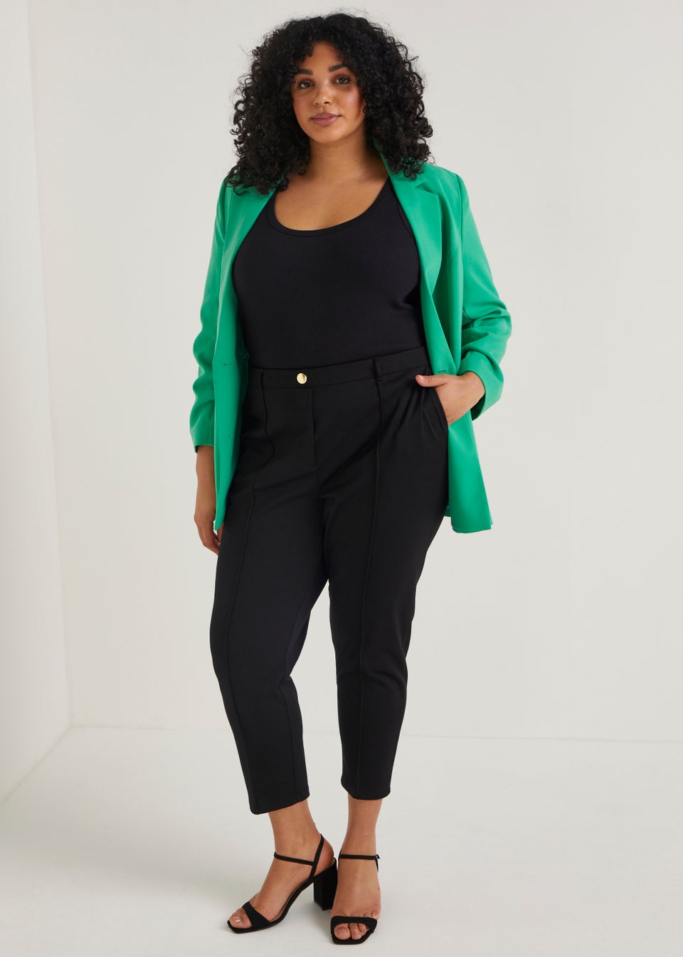 Papaya Curve Black Ribbed Vest Top
