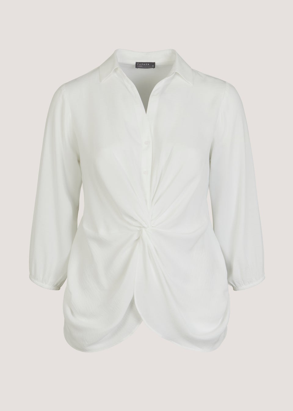 Papaya Curve White Knot Shirt