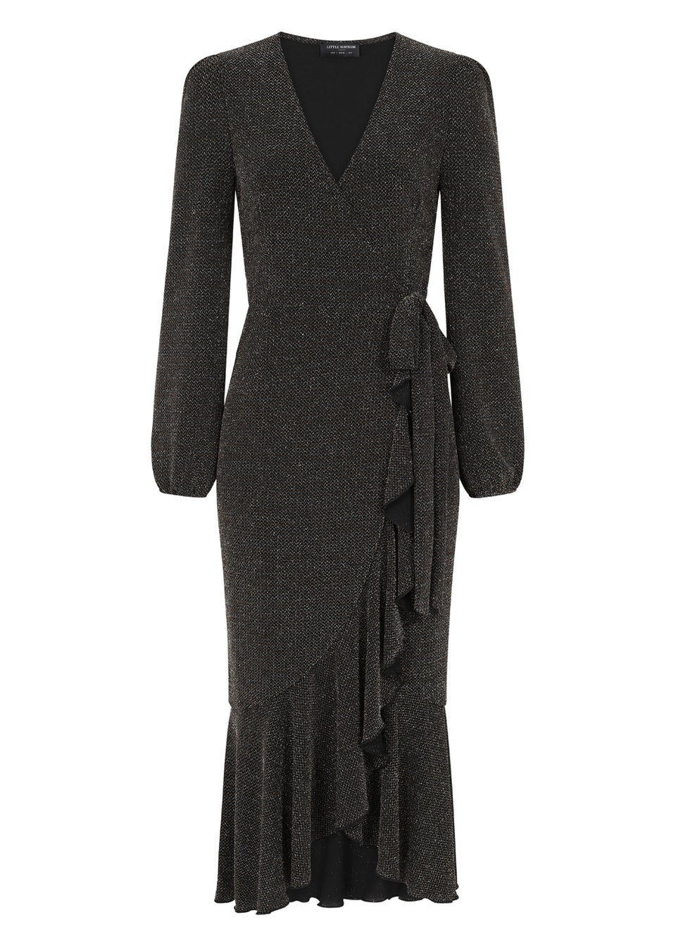 Little Mistress Black Copper Criss Cross Metallic Jersey Dress
