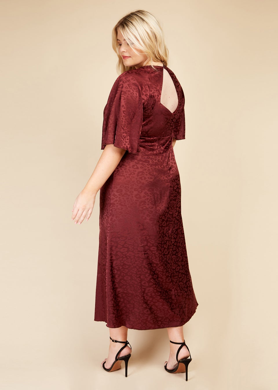 Little Mistress Red Satin Jacquard Maxi Dress Matalan