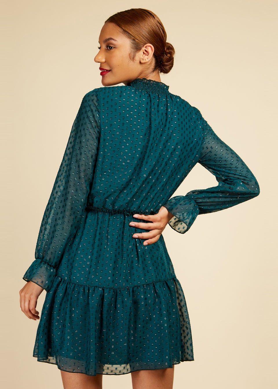 Ruffle hem dobby hotsell chiffon mini dress