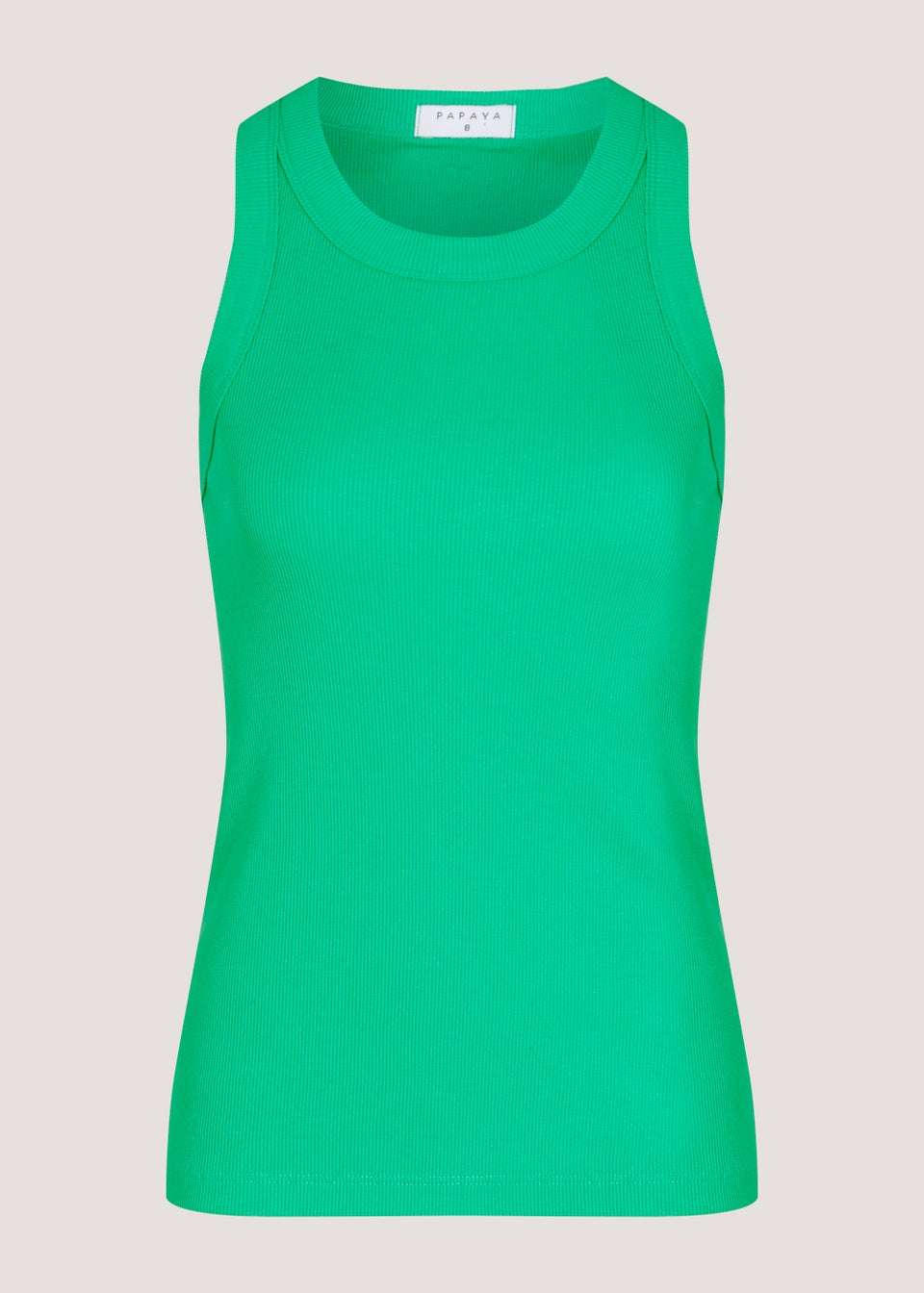 Green High Neck Ribbed Vest Top