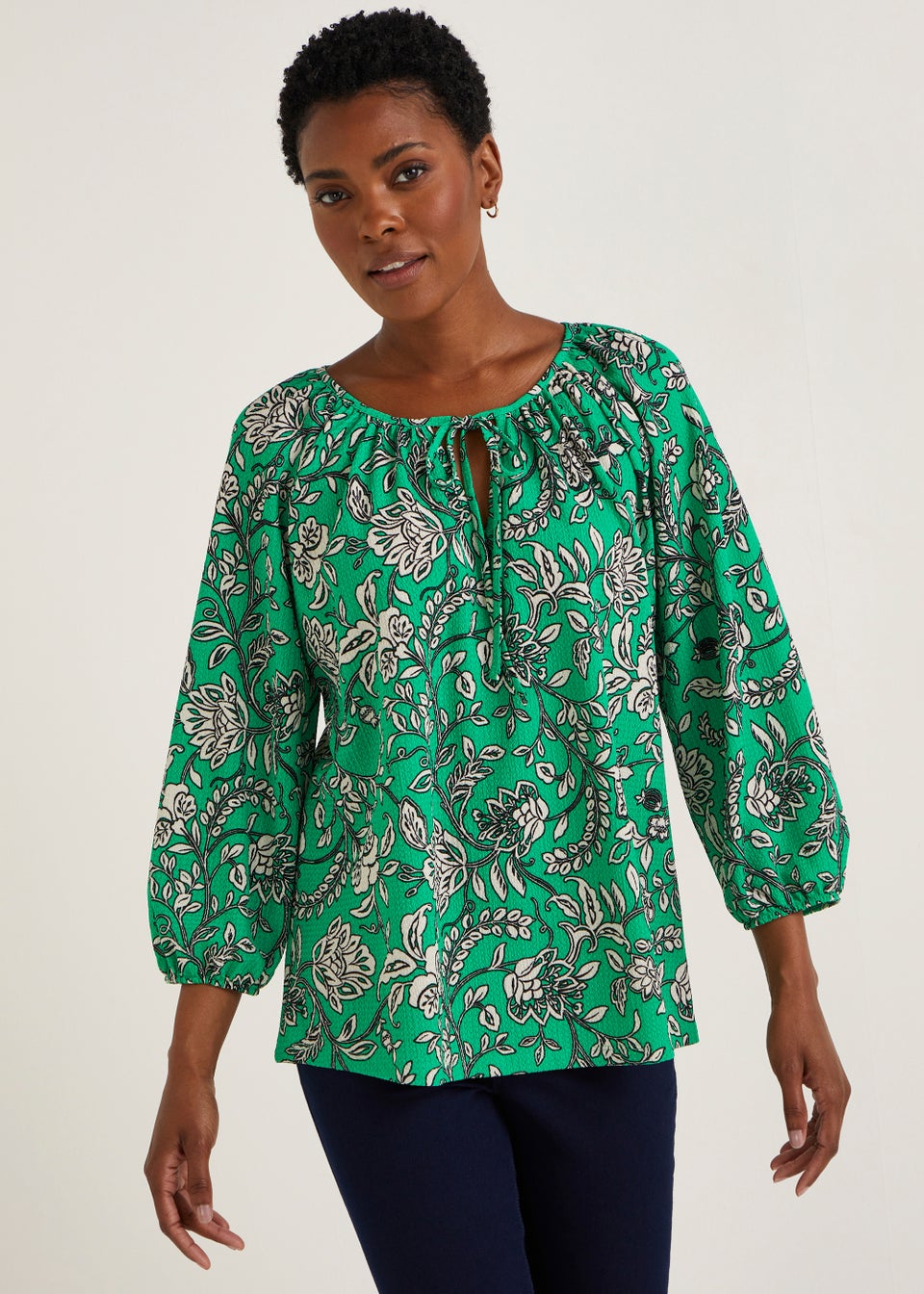 Green Paisley Print Boho Top Matalan