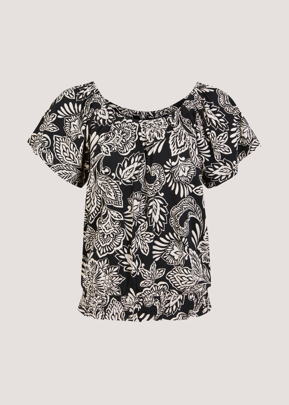 Monochrome Leaf Print Top