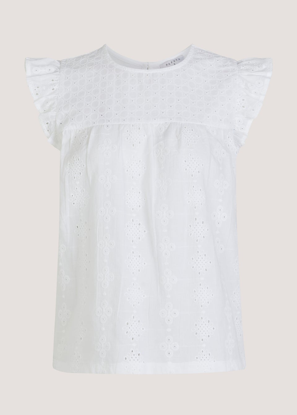 White Schiffli Front Top