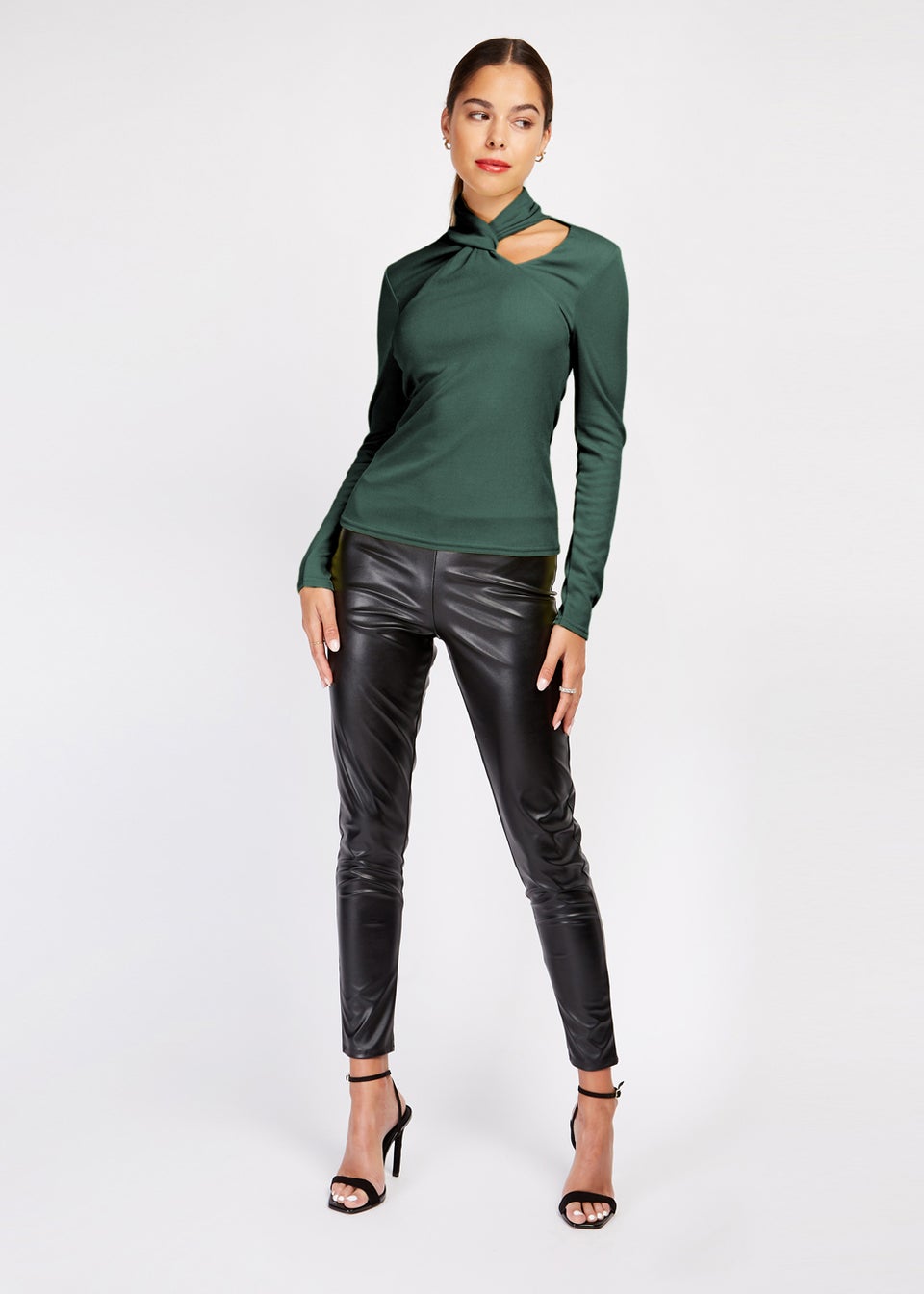 Girls on Film Emerald Green Ribbed Long Sleeve Top