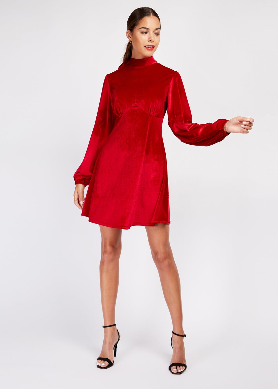 Girls on Film Red Velvet Dress Matalan