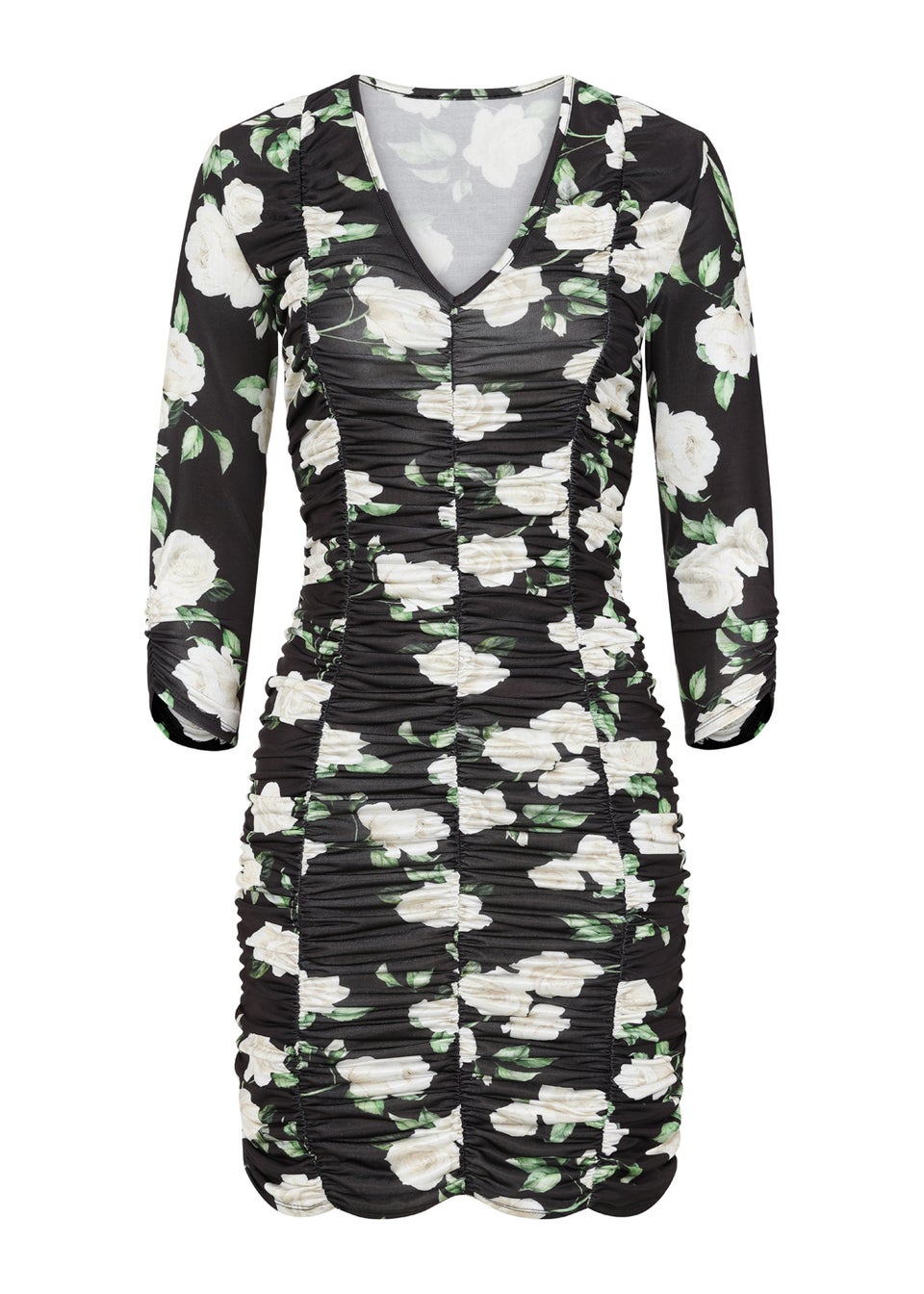 Girls on Film Black Floral Slinky Dress