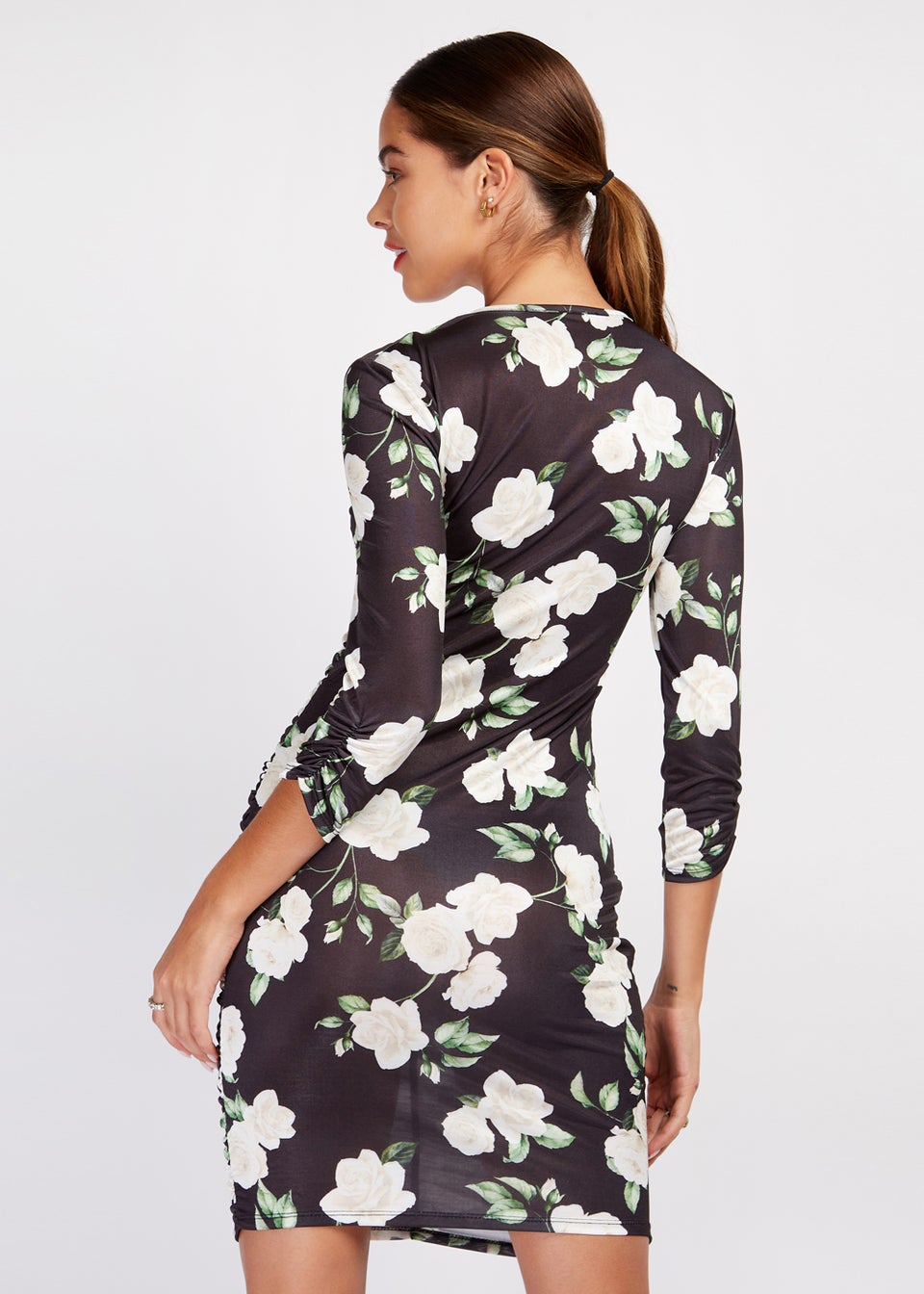Girls on Film Black Floral Slinky Dress