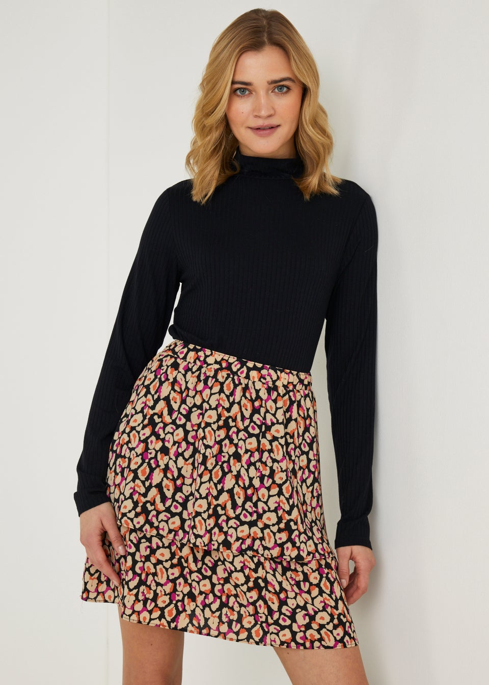 Multicoloured Double Tier Mini Skirt