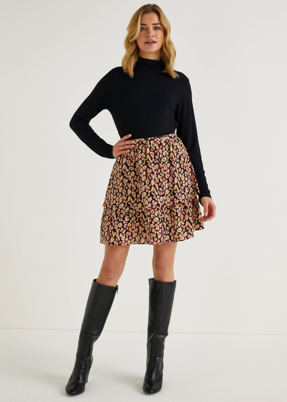 Multicoloured Double Tier Mini Skirt