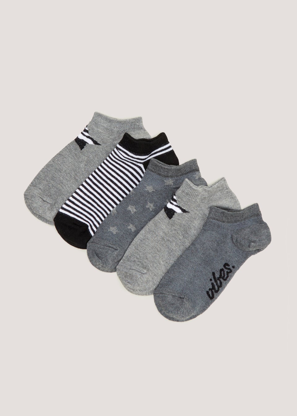 Kids Grey Print Trainer Socks Younger 6 Older 6.5 Matalan