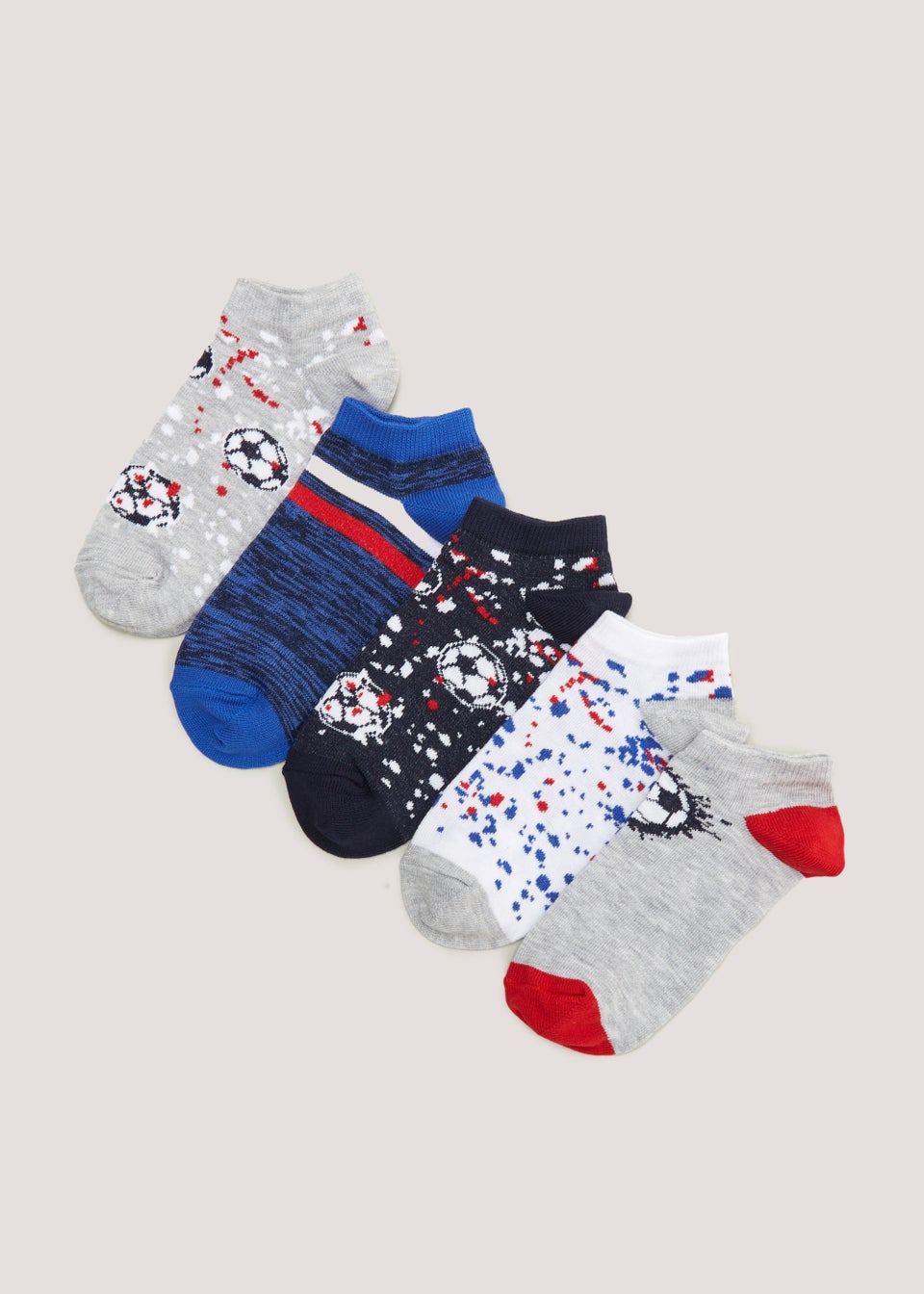 Kids 5 Pack Football Trainer Socks Younger 6 Older 6.5 Matalan