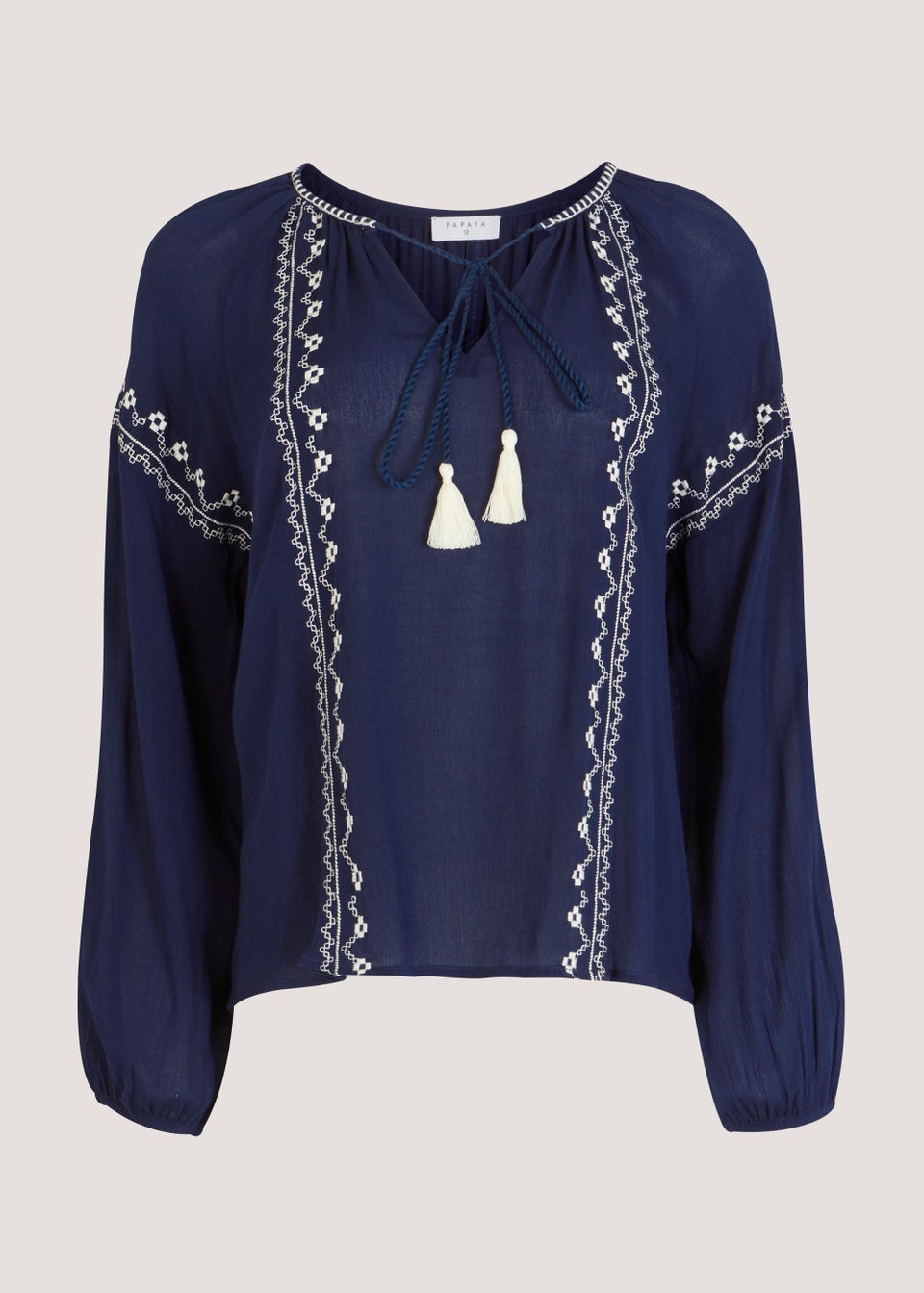 Navy Embroidery Blouse