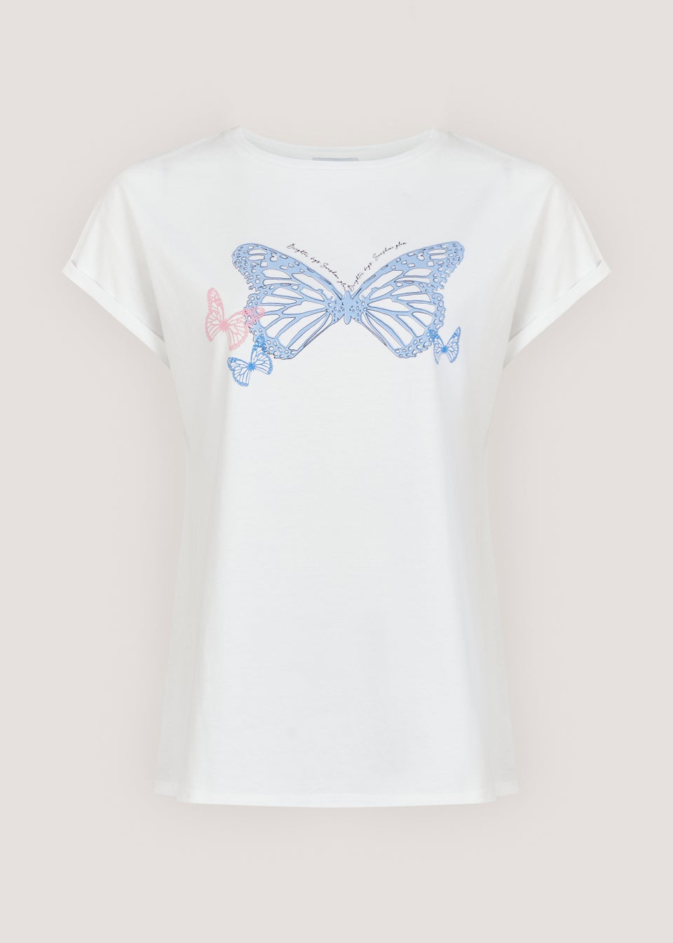 White Butterfly Slogan T-Shirt