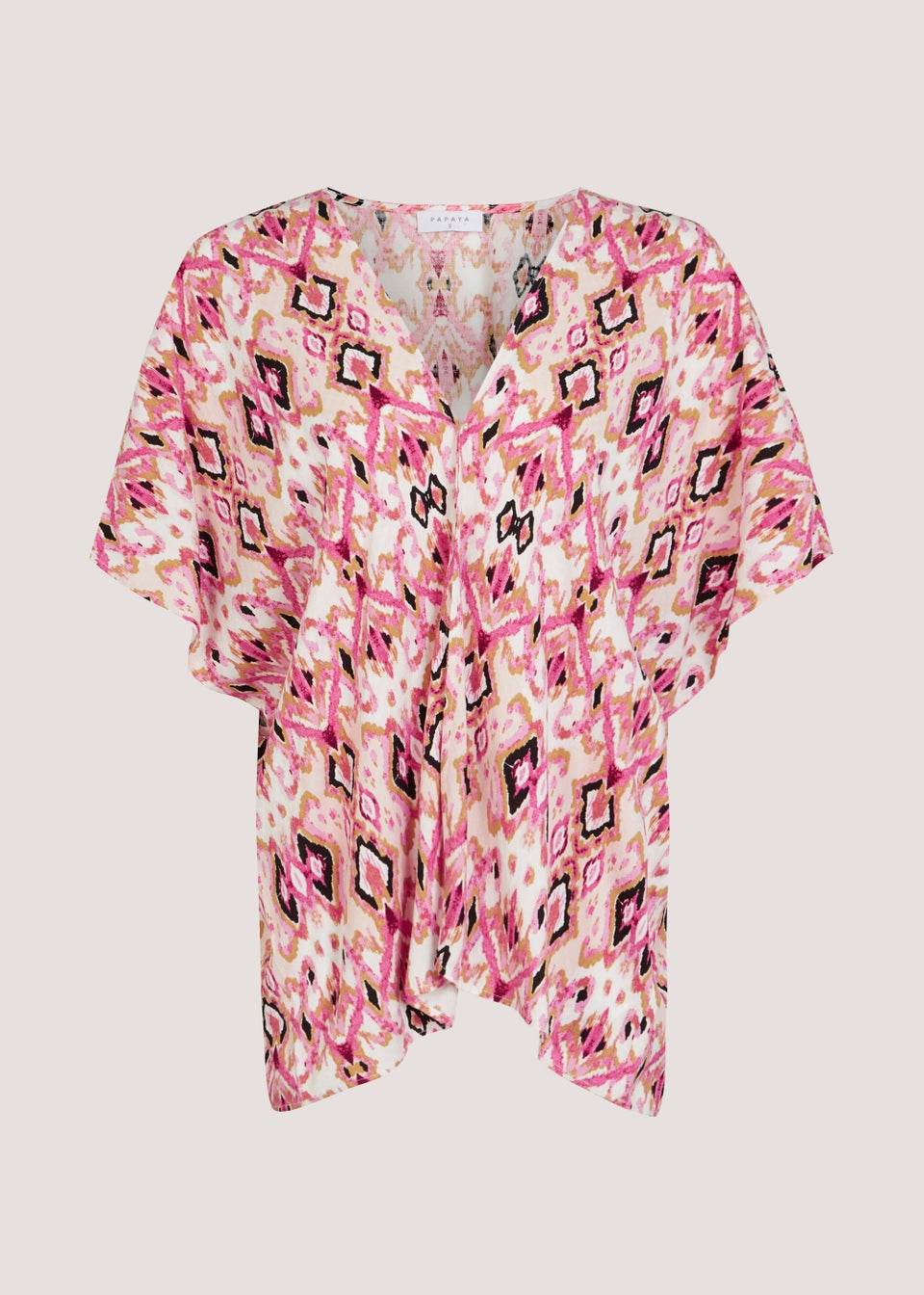 Pink Ikat Dobby Textured Kimono