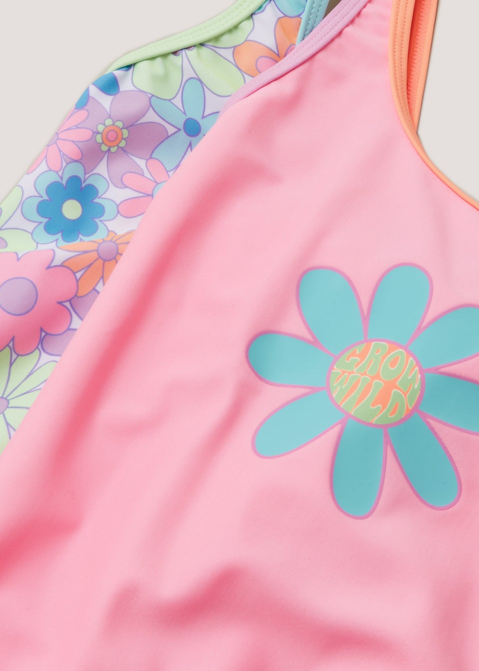 Girls 2 Pack Multicoloured Floral Swimming Costumes 4 13yrs