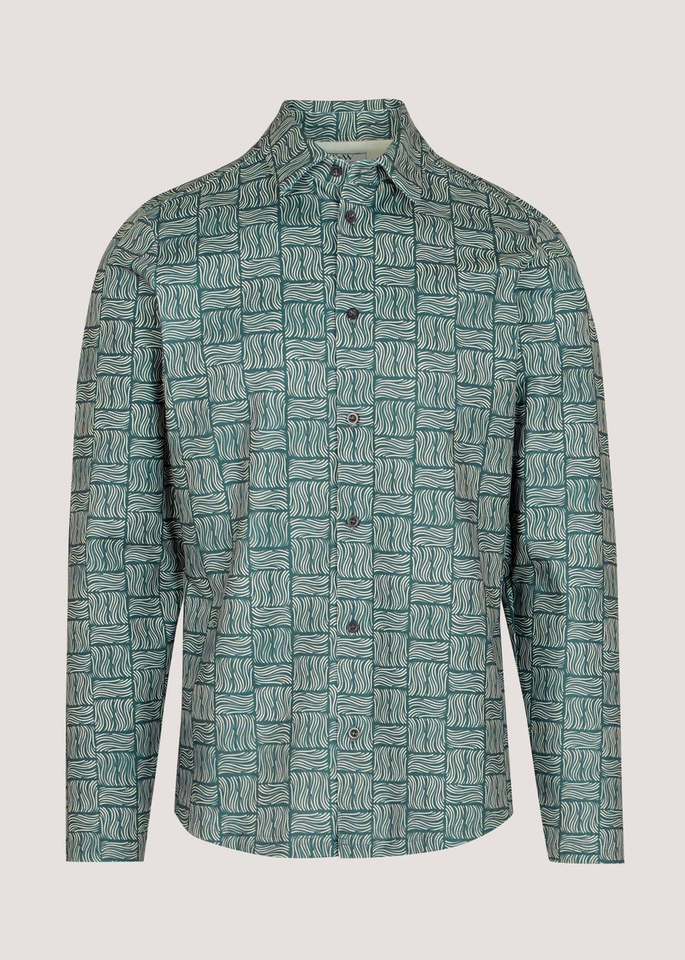 T&W Teal Print Stretch Shirt