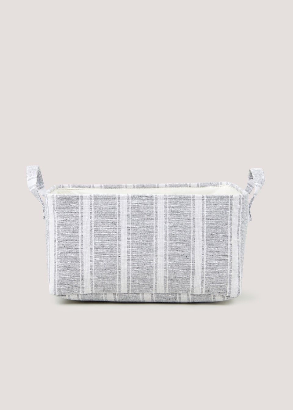 Grey Stripe Soft Storage Basket (40cm x 30cm x 20cm)