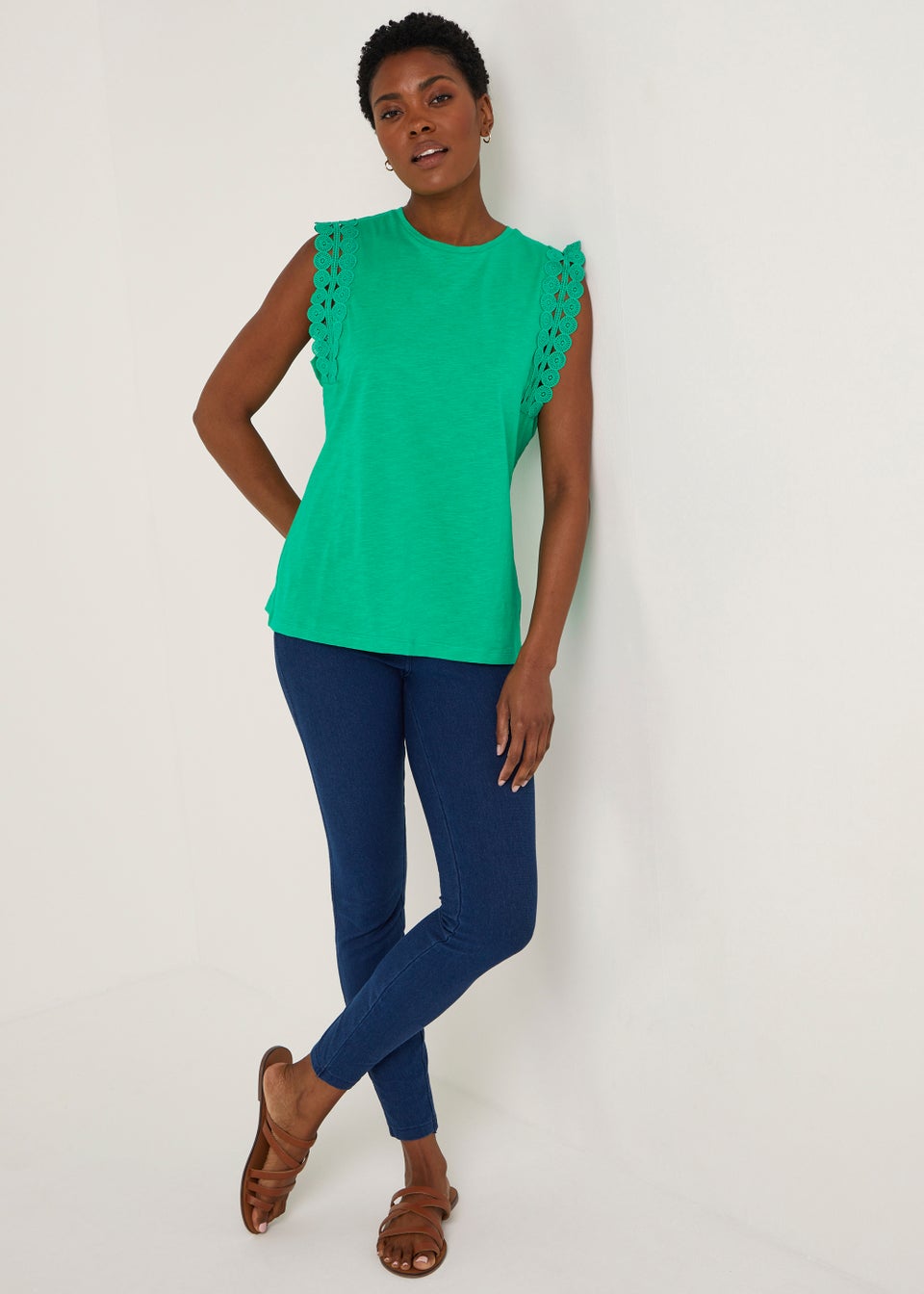 Green Lace Vest Top