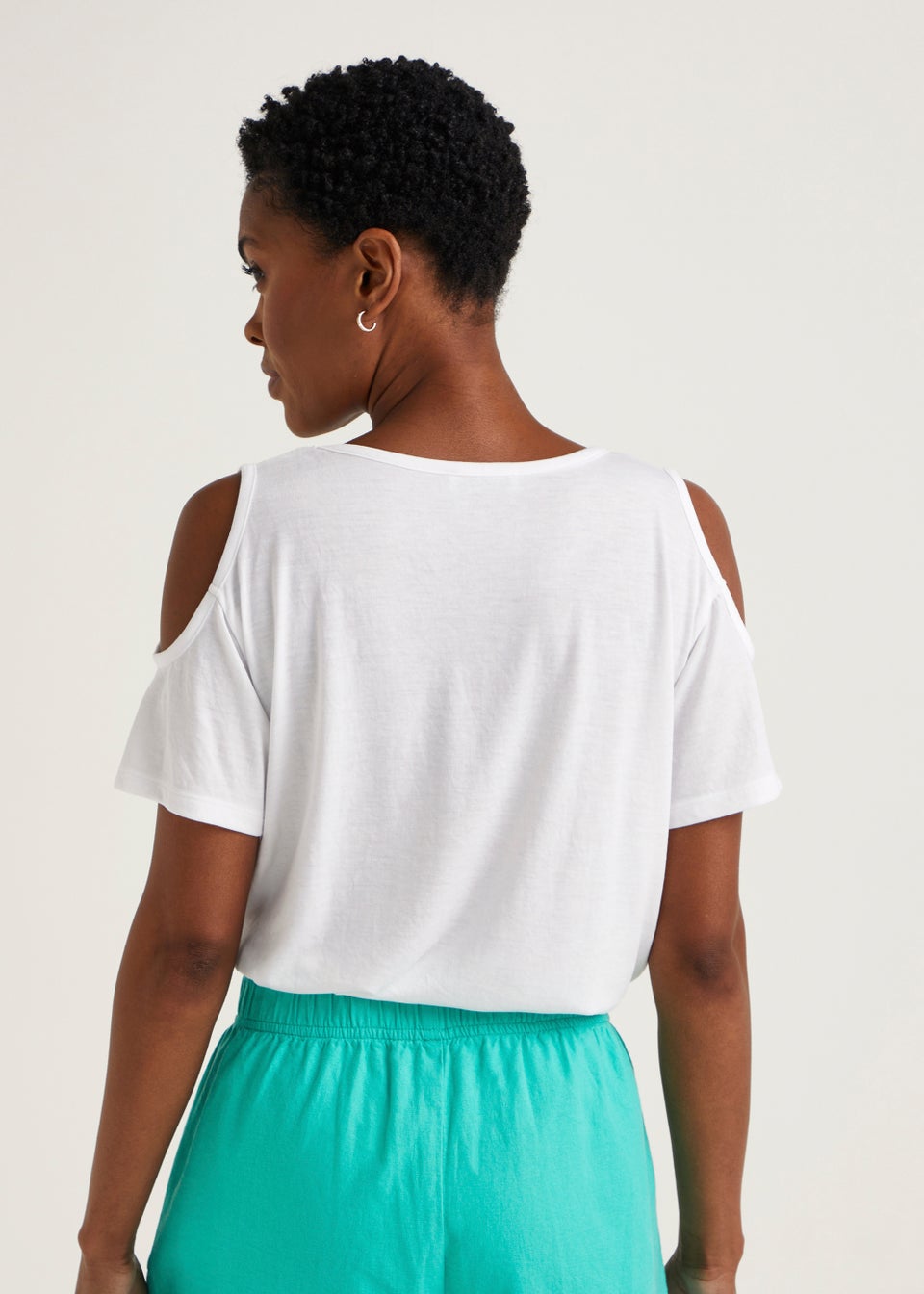 Cold shoulder hotsell white t shirt