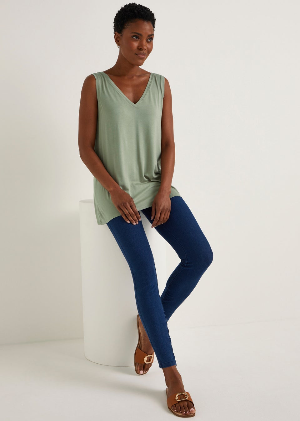 Green V-Neck Vest Top