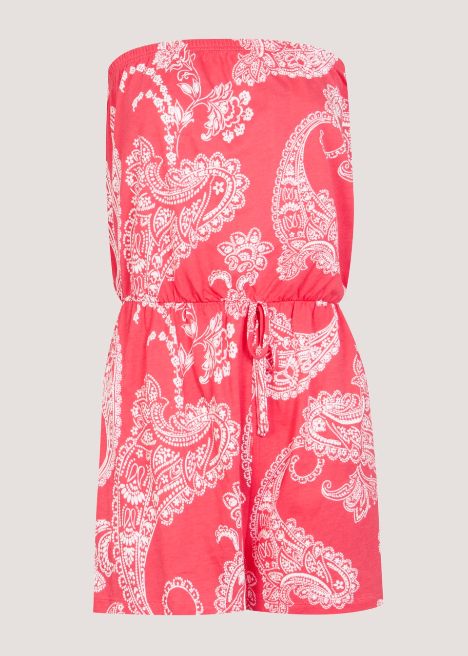 Coral Print Bandeau Playsuit