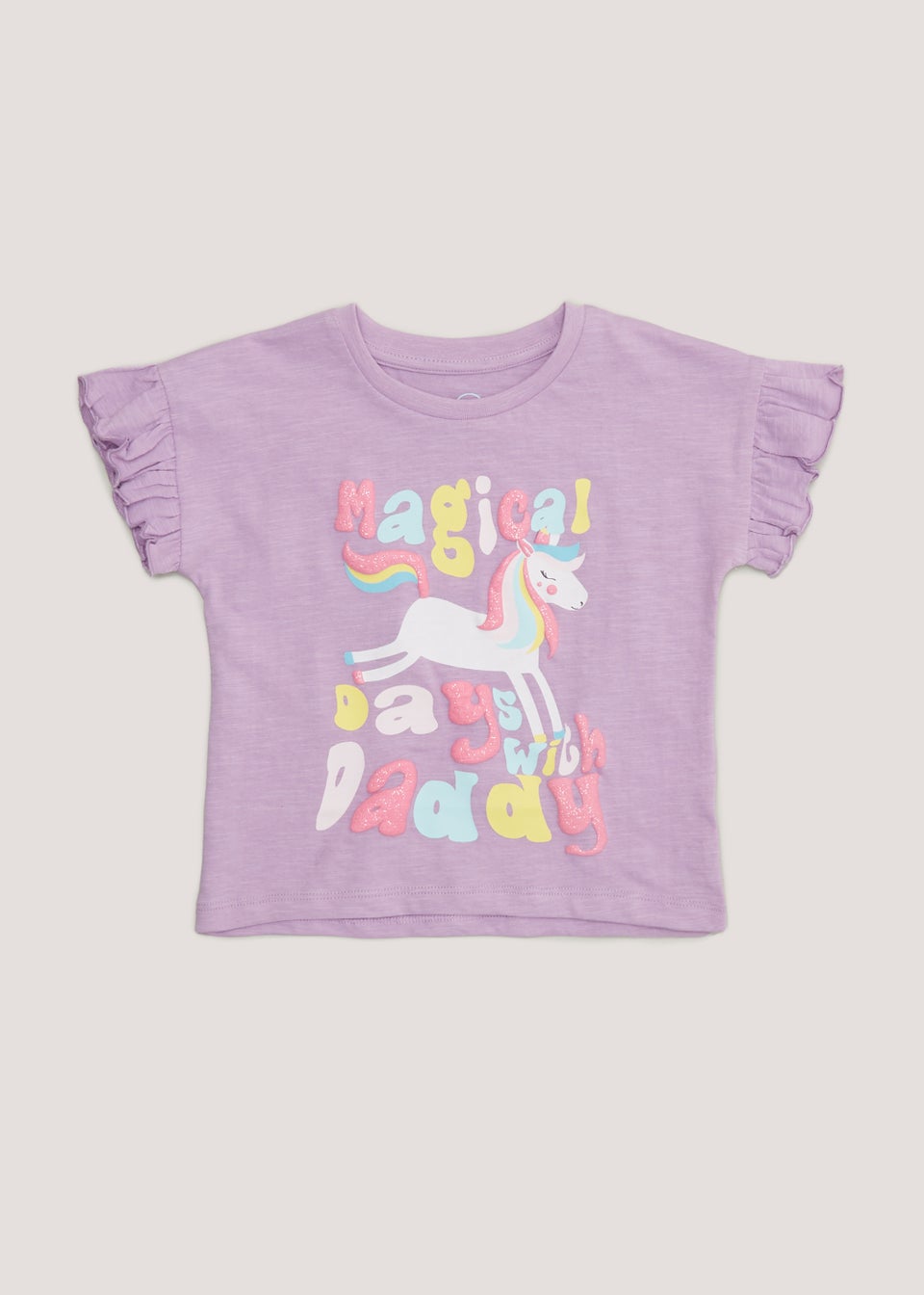 Girls Lilac Unicorn Daddy T-Shirt (9mths-6yrs)