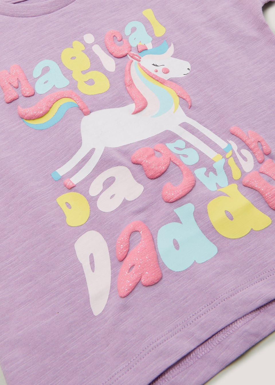 Girls Lilac Unicorn Daddy T-Shirt (9mths-6yrs)