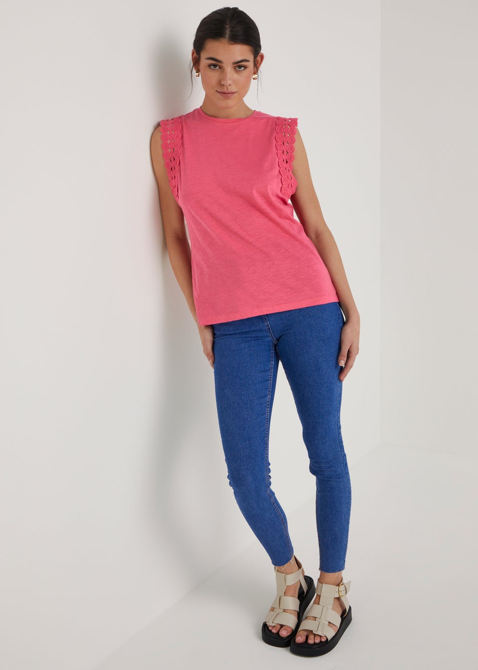 Coral Lace Vest Top