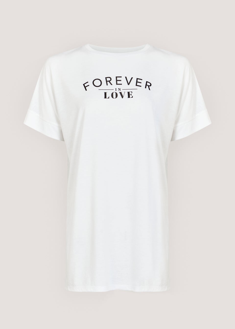 White Forever In Love Slogan Longline T-Shirt