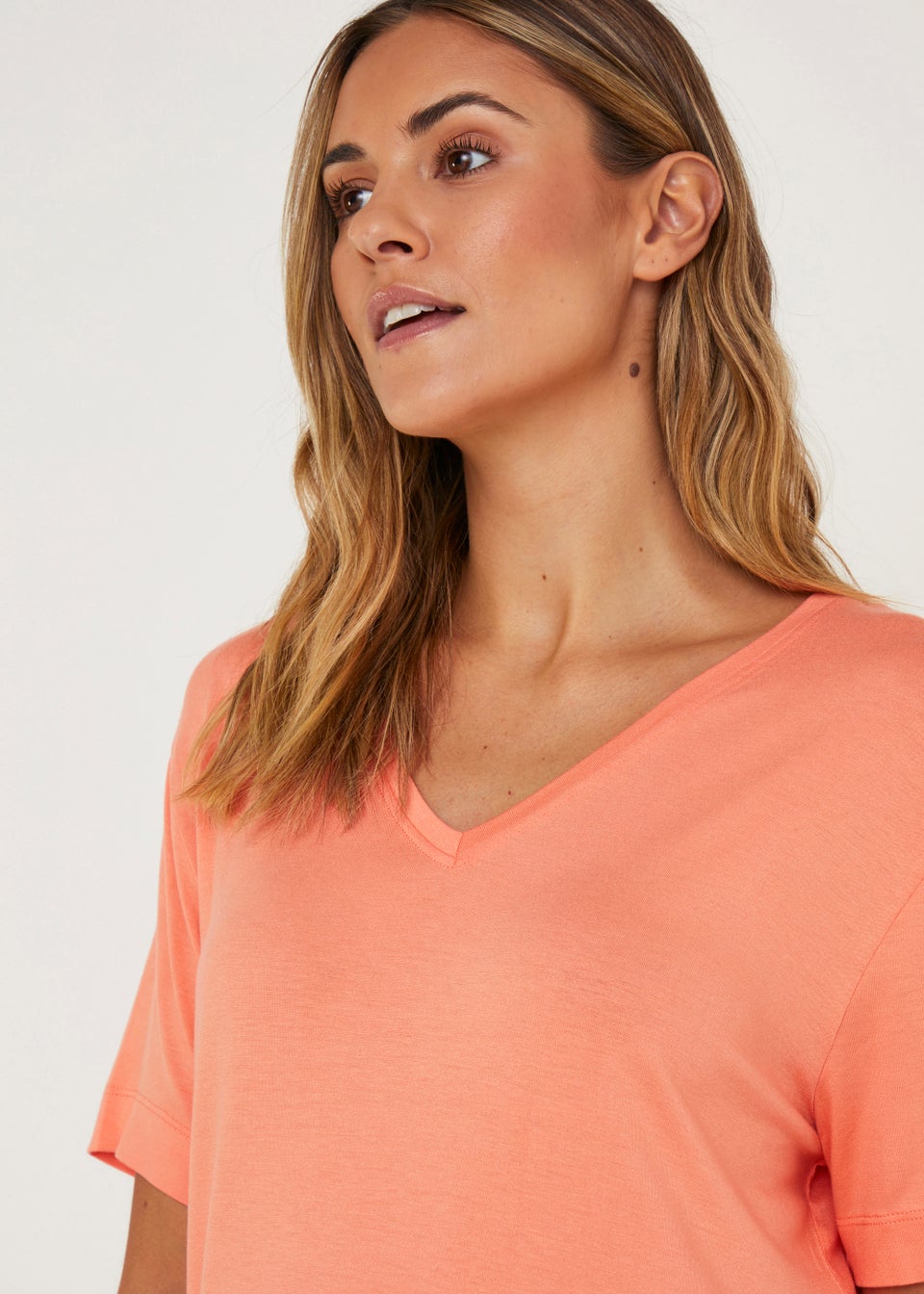 Coral V-Neck T-Shirt
