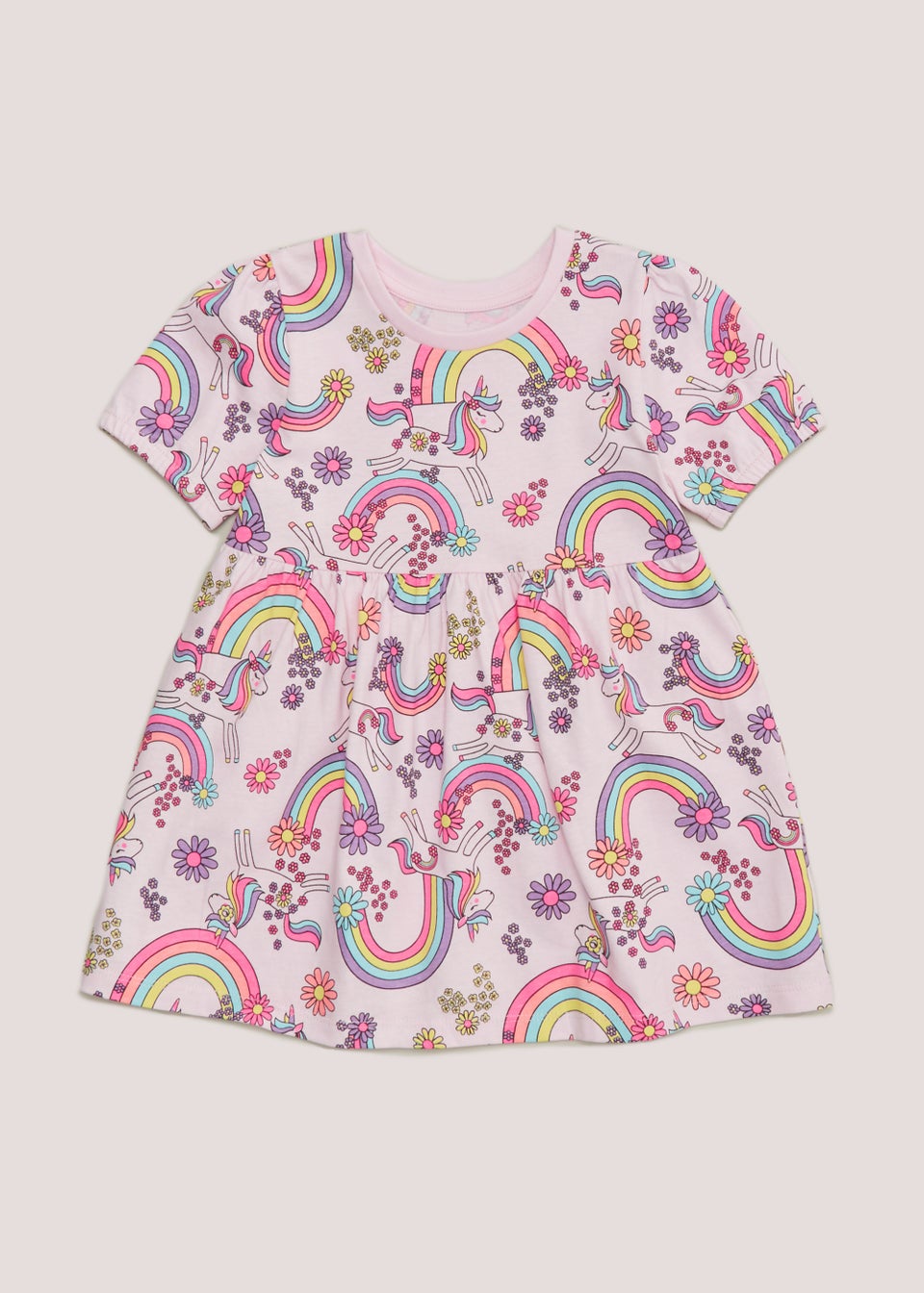 Girls Pink Unicorn Jersey Dress 9mths 6yrs
