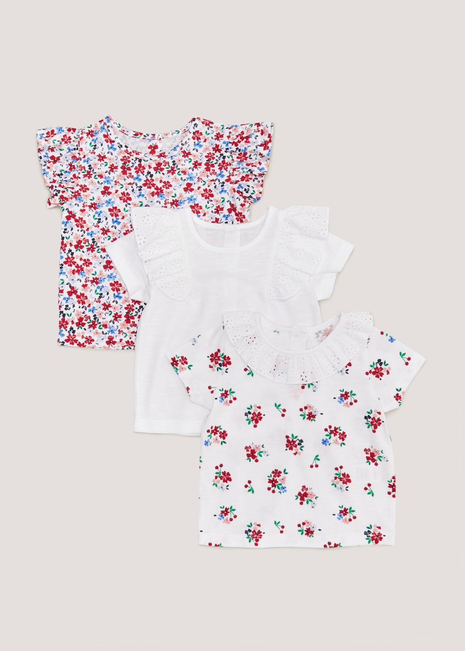 Baby 3 Pack Floral T Shirts Newborn 23mths Matalan