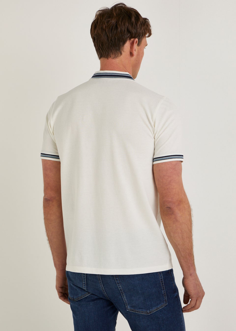 White Tipped Polo Shirt Matalan