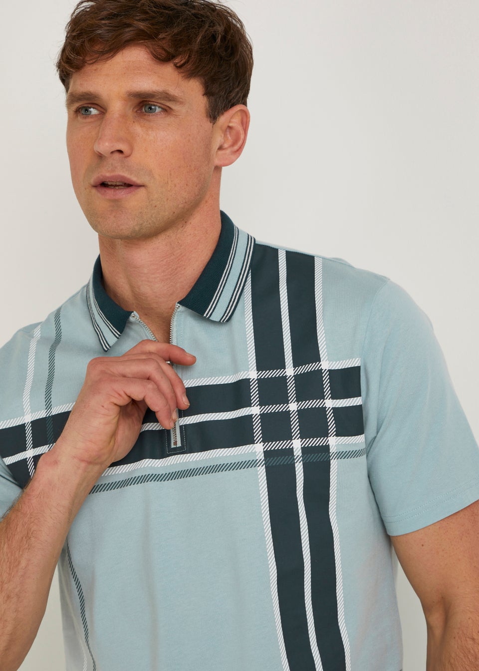 Light Blue Check Polo Shirt