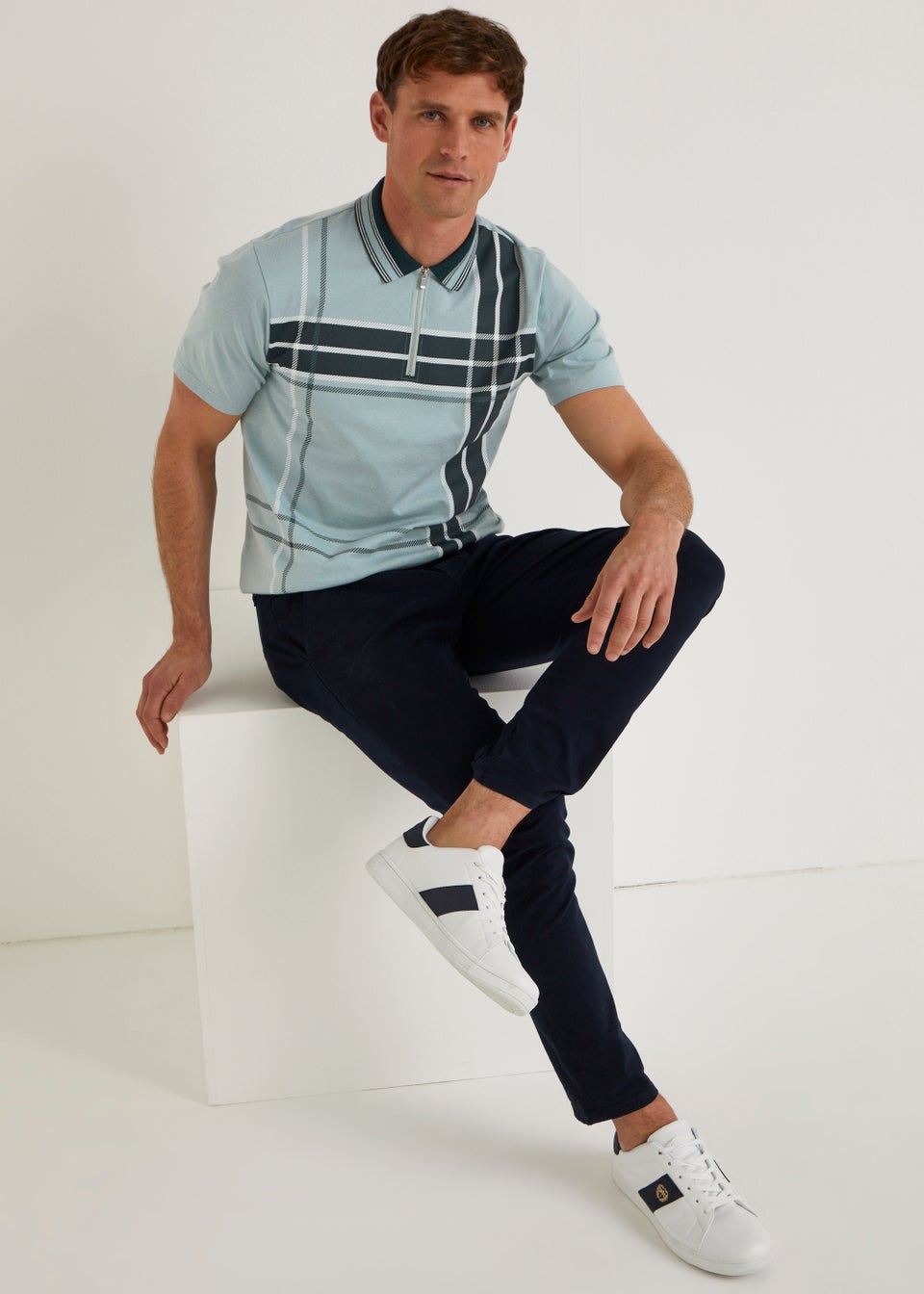 Light Blue Check Polo Shirt