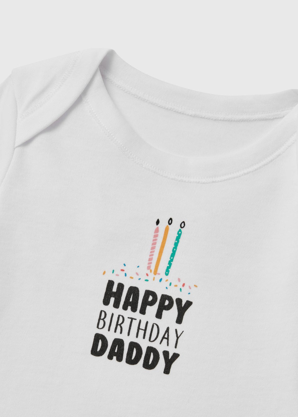 Baby White Happy Birthday Daddy Bodysuit (Tiny Baby-12mths)