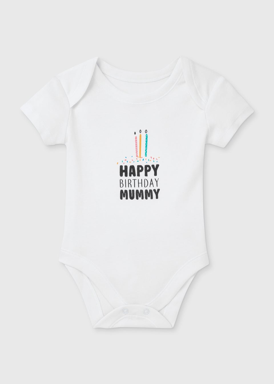 Baby White Happy Birthday Mummy Bodysuit (Tiny Baby-12mths)