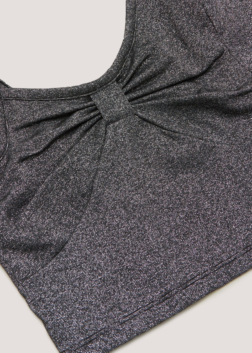 Girls Black Glitter Bow One Shoulder Top (4-13yrs)