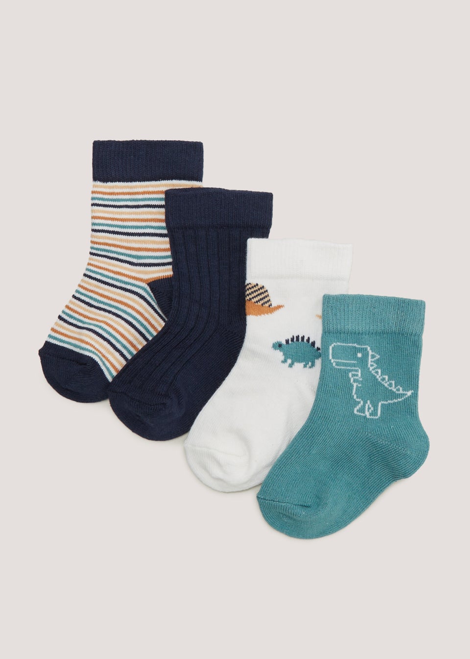 4 Pack Dinosaur Baby Socks (Newborn-12mths)