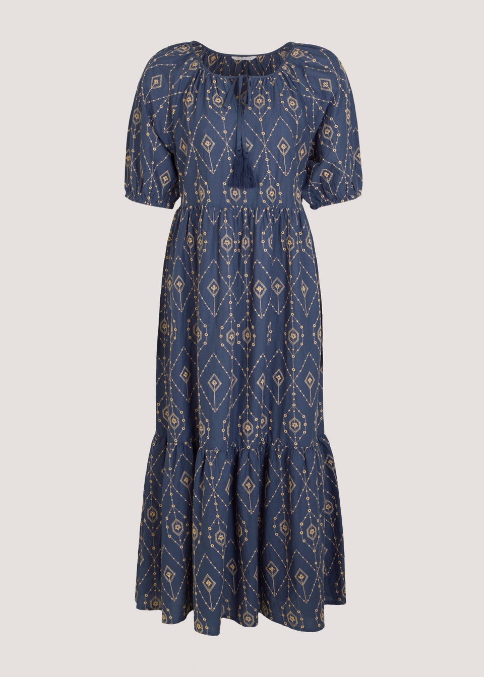 Navy Embroidered Midaxi Dress