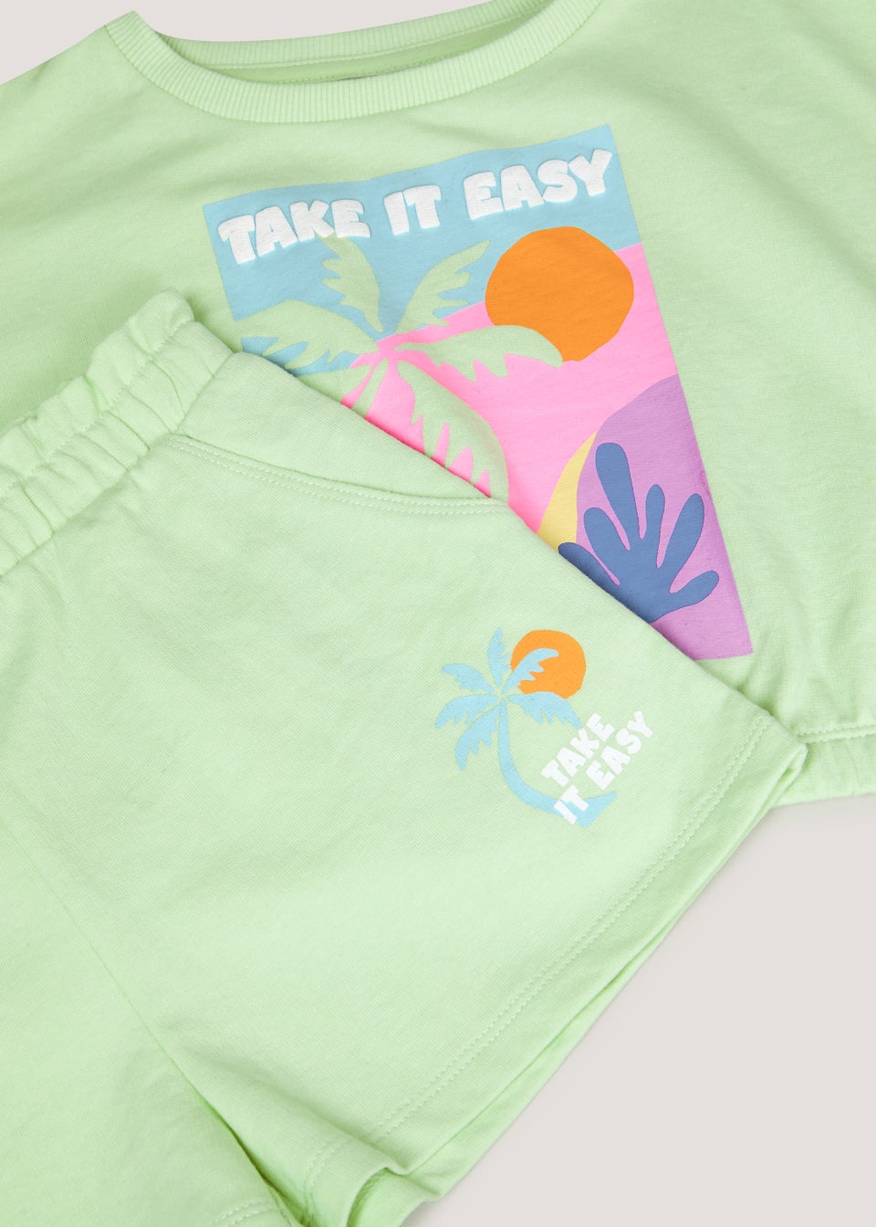 Girls Green Top & Short Co-Ord Set (4-13yrs)