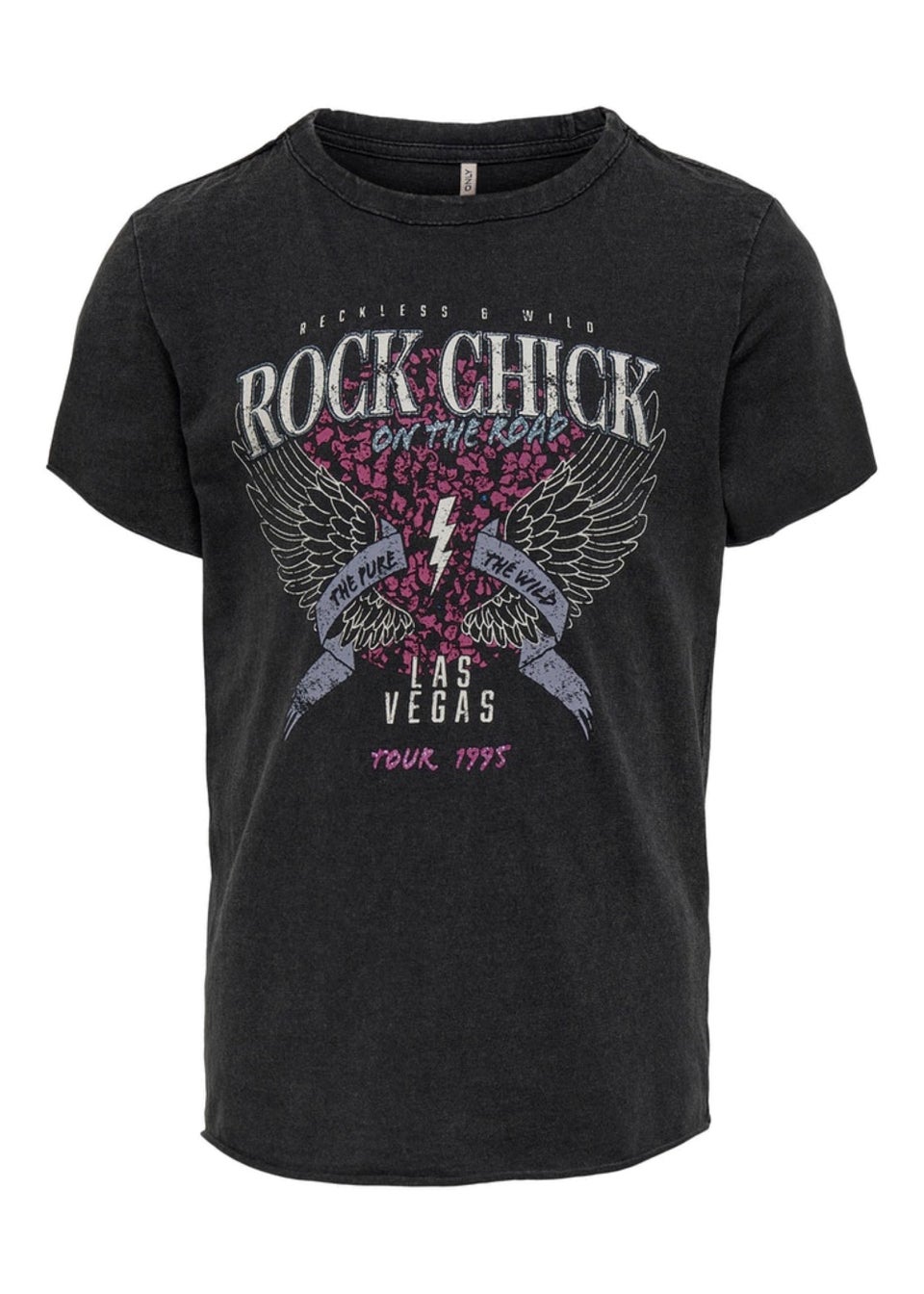 ONLY Kids Black Rock Chick T Shirt 5 14yrs Matalan