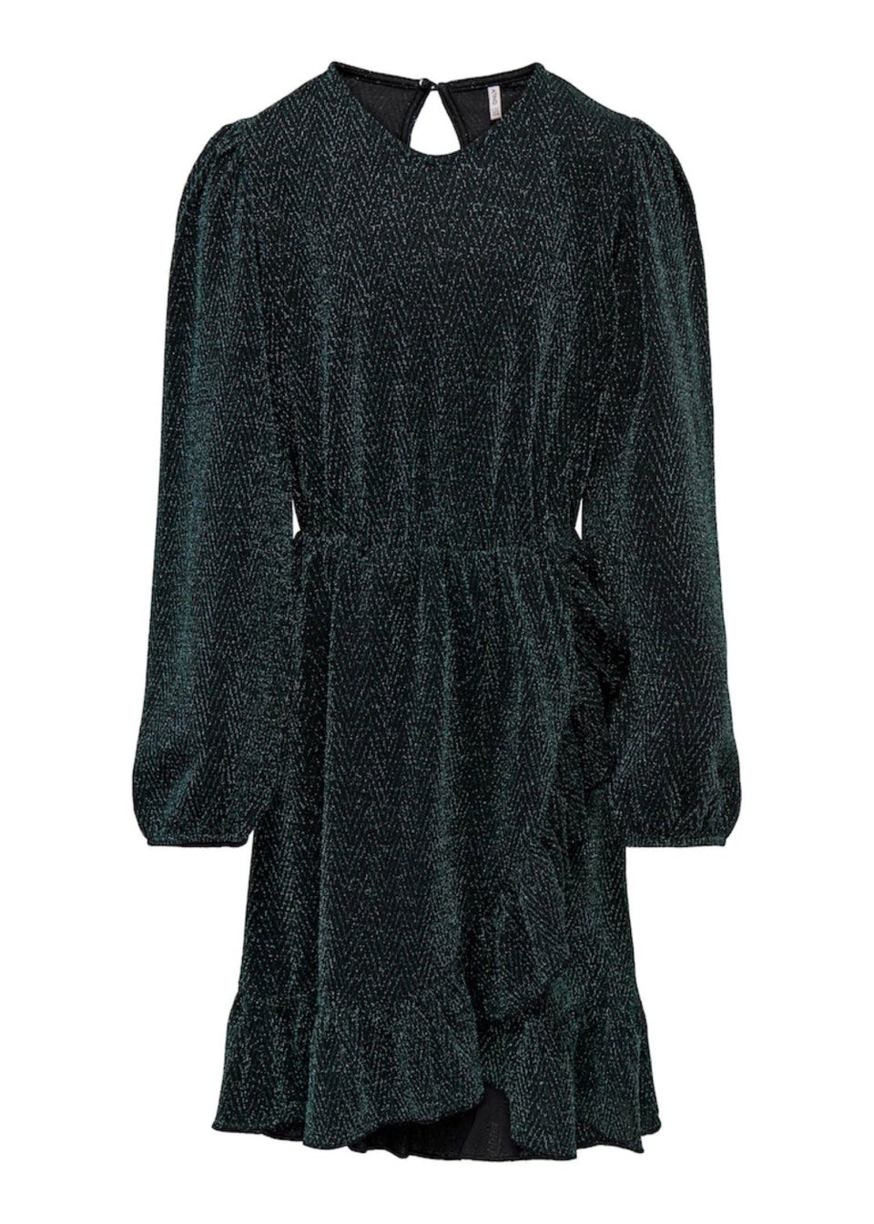 ONLY Kids Green Kogcarol Glitter Wrap Dress (5-14yrs)