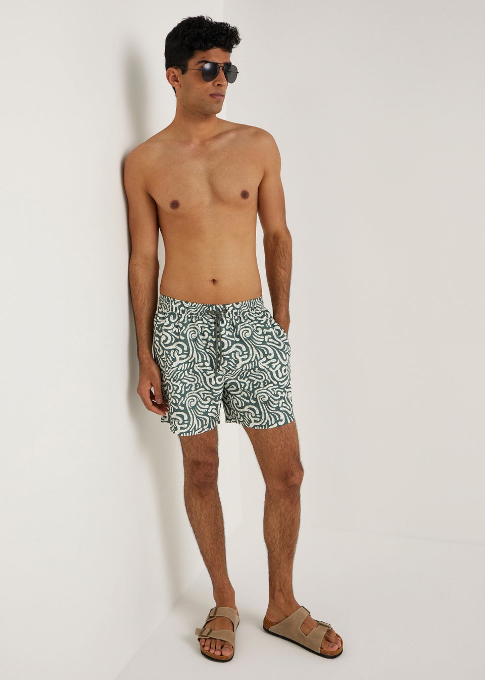 Khaki Print CoOrd Swim Shorts Matalan