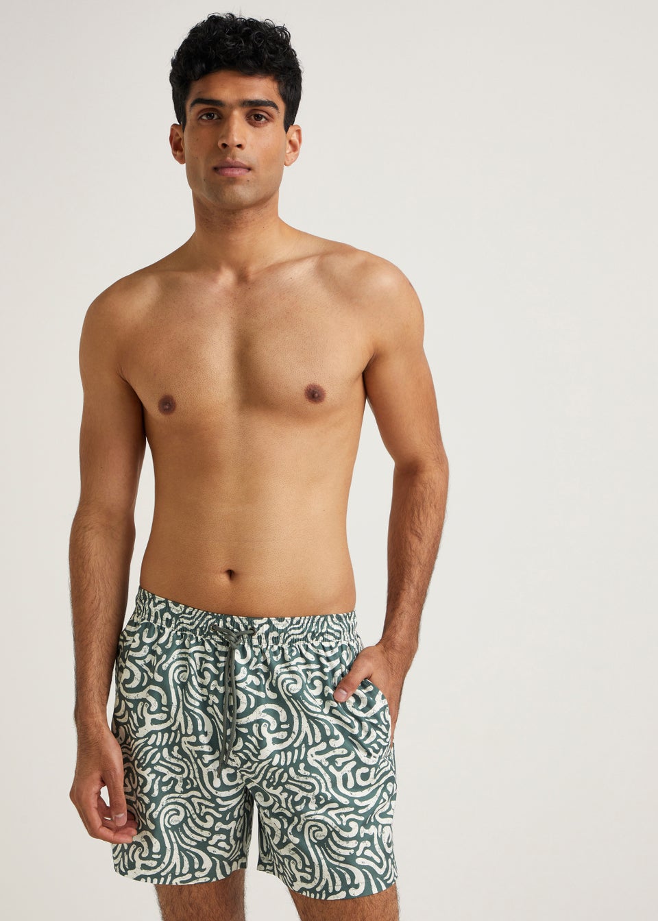 Khaki Print CoOrd Swim Shorts Matalan